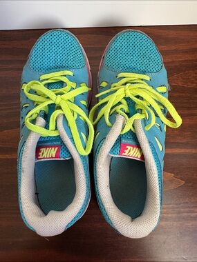 Nike Dual Fusion Run 2 GS Youth Running Shoes Blue Volt Pink Size 5Y